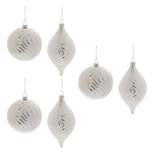 Ivory Wavy Glass Ornament Set By Melrose | Michaels®